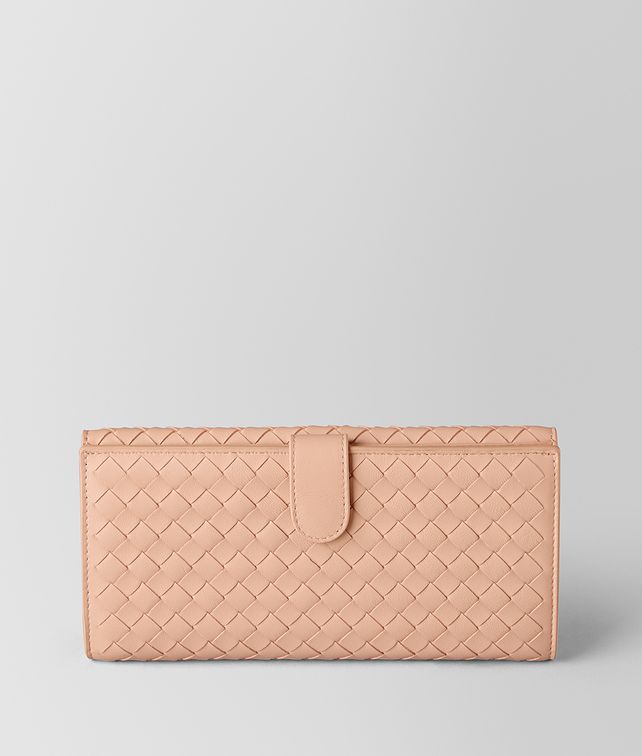 BOTTEGA VENETA PEACH ROSE INTRECCIATO NAPPA FRENCH WALLET Continental Wallet Woman fp