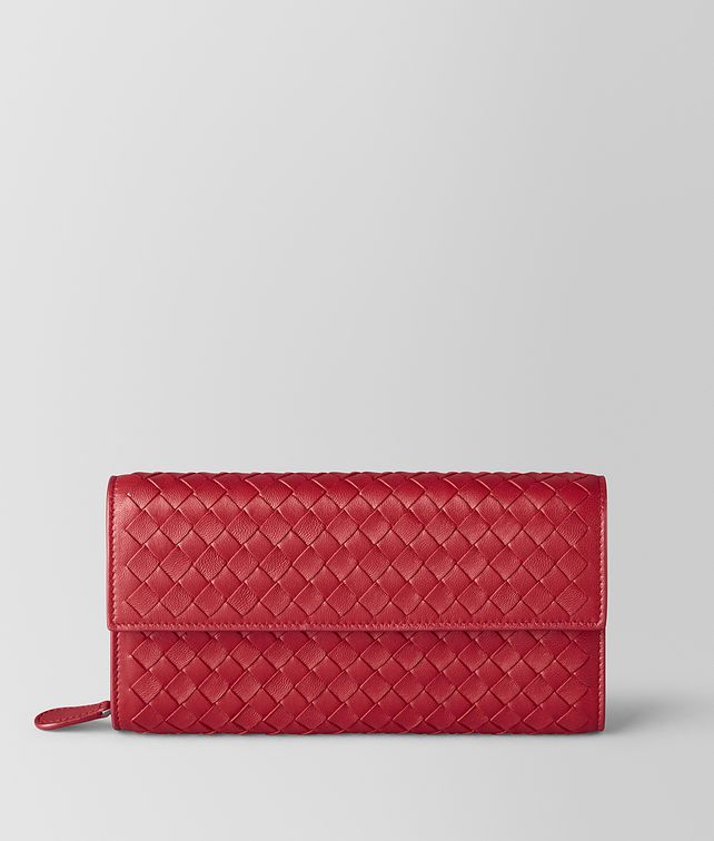 BOTTEGA VENETA CHINA RED INTRECCIATO NAPPA CONTINENTAL WALLET Large Wallet Woman fp