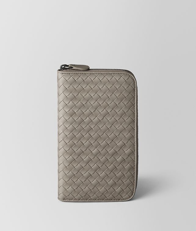 BOTTEGA VENETA DARK CEMENT INTRECCIATO VN ZIP AROUND WALLET Large Wallet Man fp