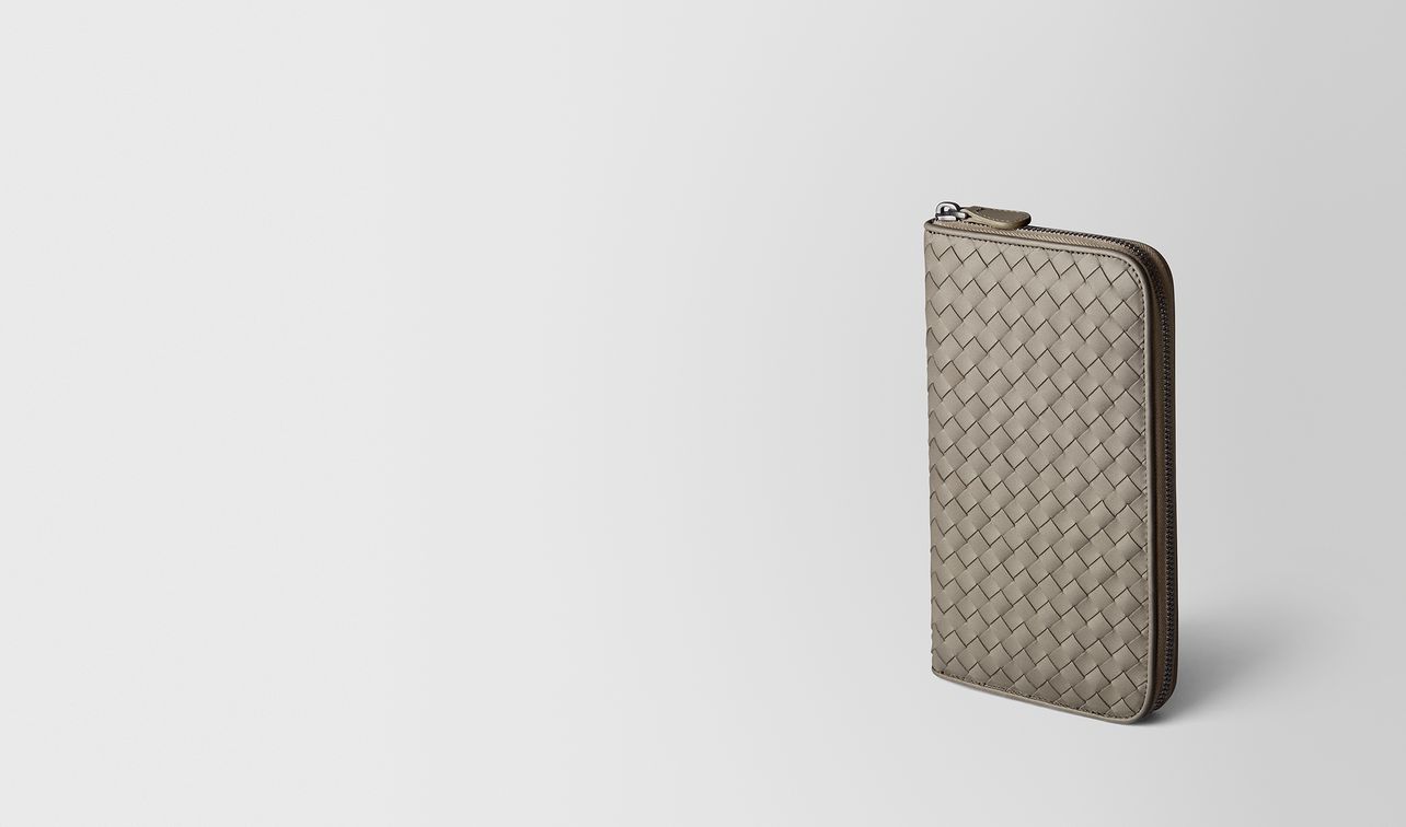 dark cement intrecciato vn zip around wallet landing