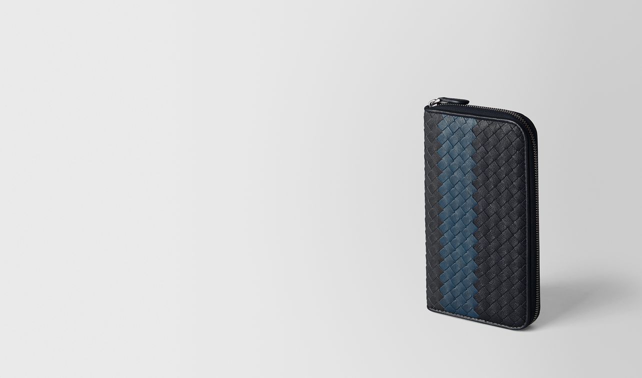 multicolor intrecciato club lamb zip around wallet landing