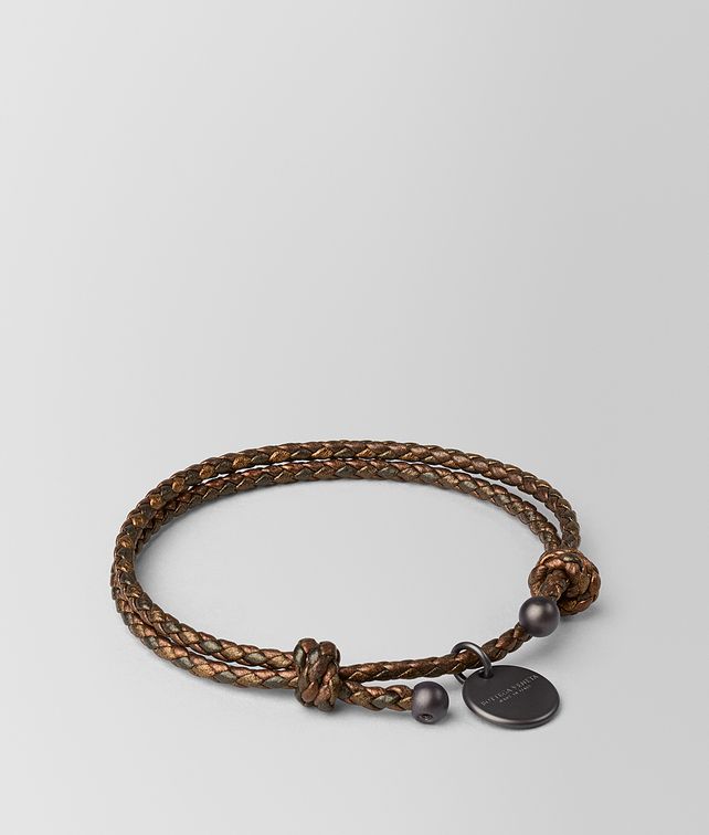 BOTTEGA VENETA DARK BRONZE INTRECCIATO NAPPA BRACELET Keyring or Bracelets E fp