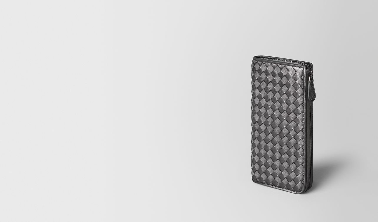 argento ossidato intrecciato gros grain zip around wallet landing