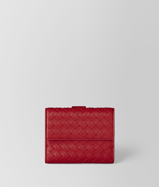 BOTTEGA VENETA CHINA RED INTRECCIATO NAPPA MINI WALLET Small Wallet Woman fp