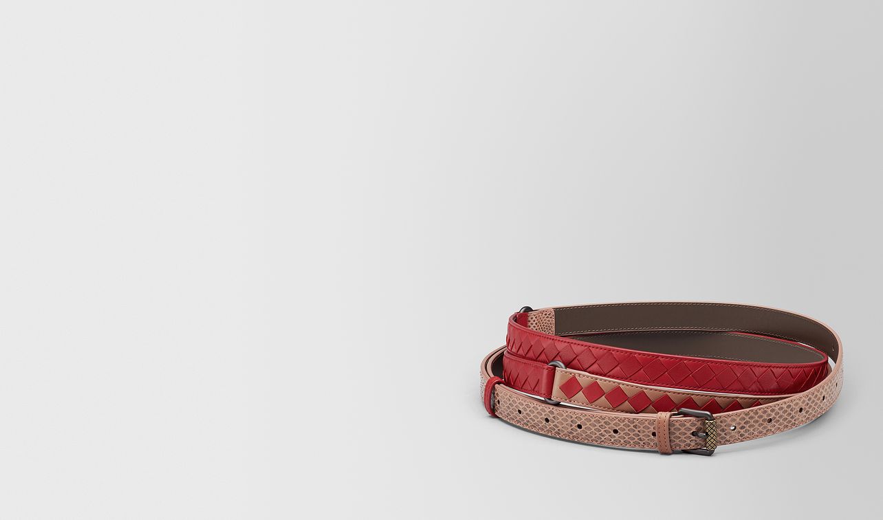 dahlia/china red intrecciato check belt landing