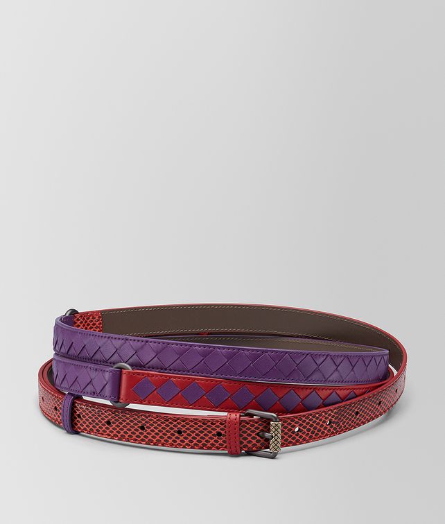 BOTTEGA VENETA CHINA RED/MONALISA INTRECCIATO CHECK BELT Belt Woman fp