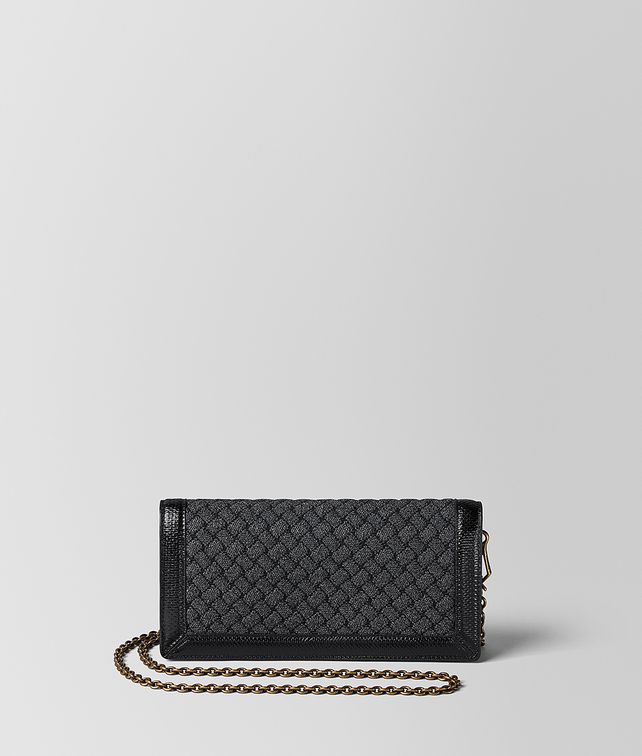BOTTEGA VENETA METALLIC NERO INTRECCIATO KNITTED CHAIN WALLET Mini Bag and Pouche Woman fp