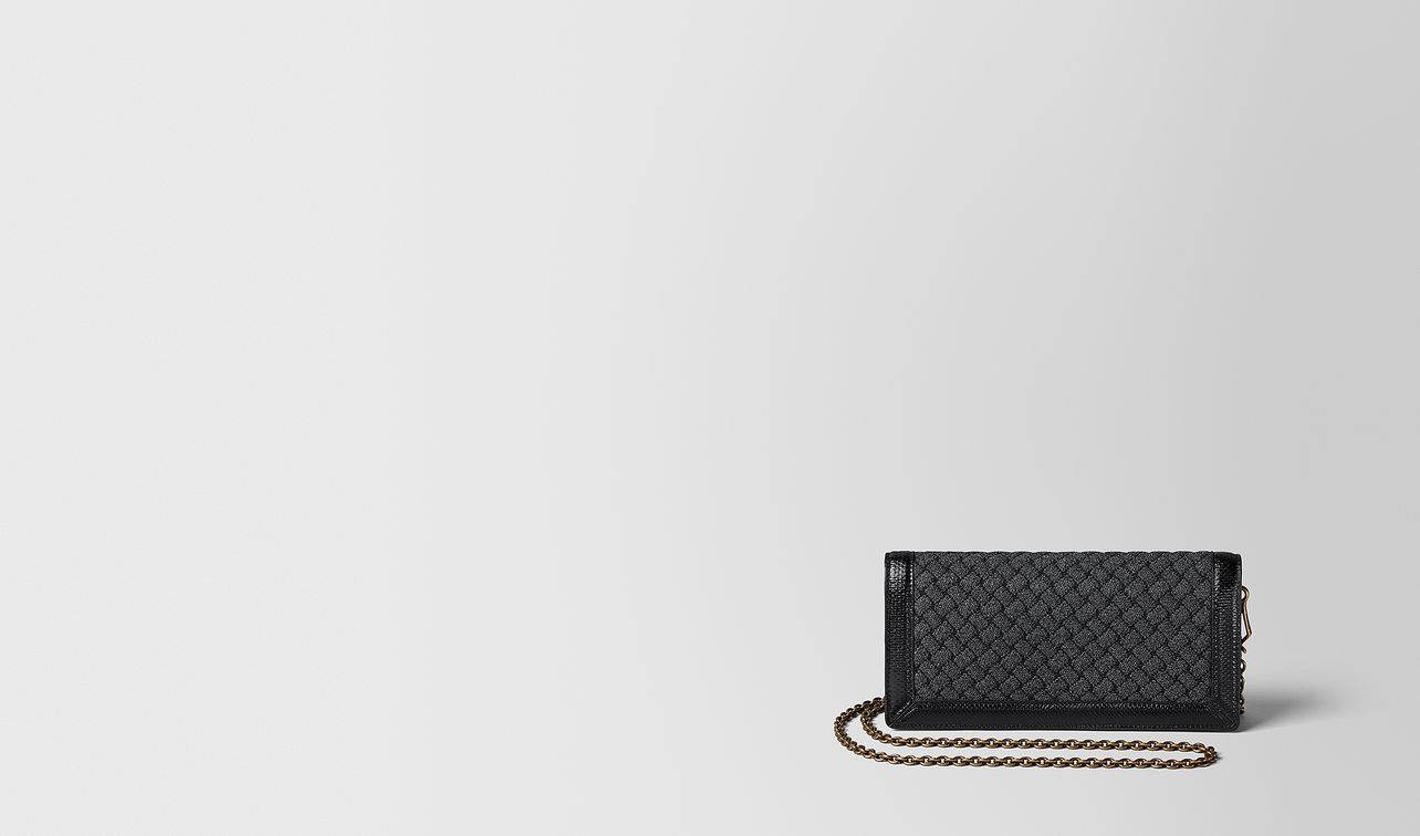 metallic nero intrecciato knitted chain wallet landing