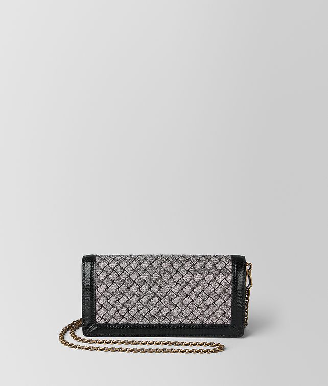 BOTTEGA VENETA ANTIQUE SILVER INTRECCIATO KNITTED CHAIN WALLET Mini Bag and Pouche Woman fp