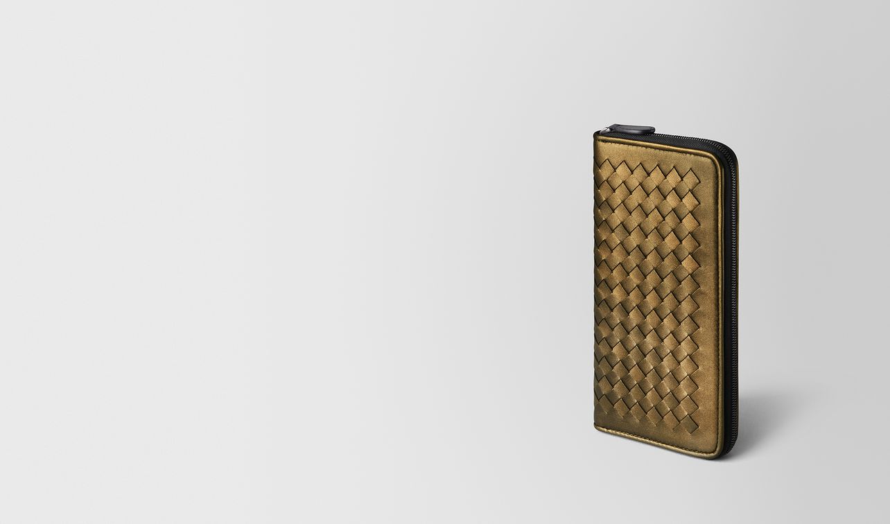 dark gold intrecciato nappa zip around wallet landing