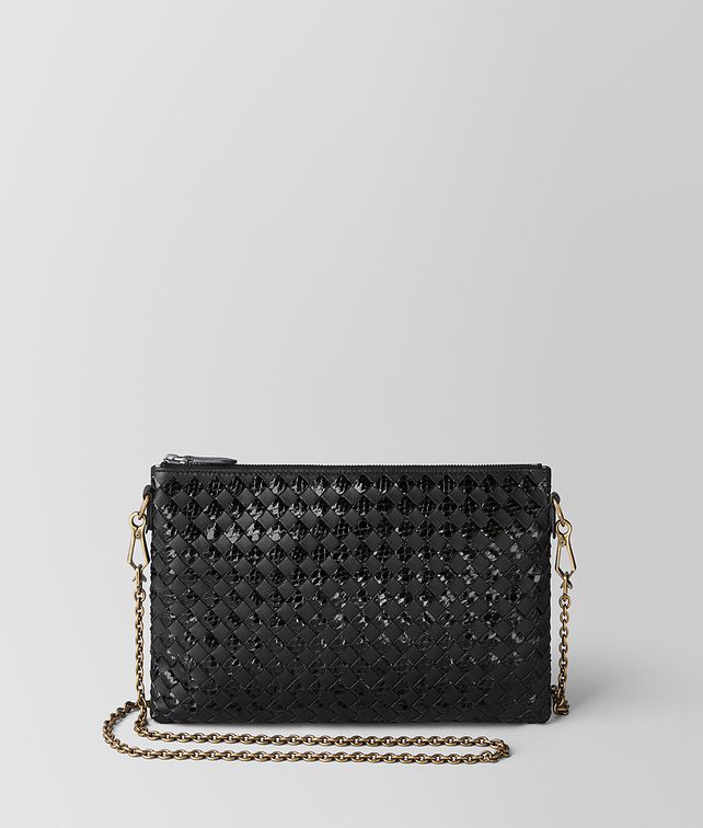 BOTTEGA VENETA NERO INTRECCIATO CHECKER/AYERS BILETTO CHAIN Mini Bag and Pouche Woman fp