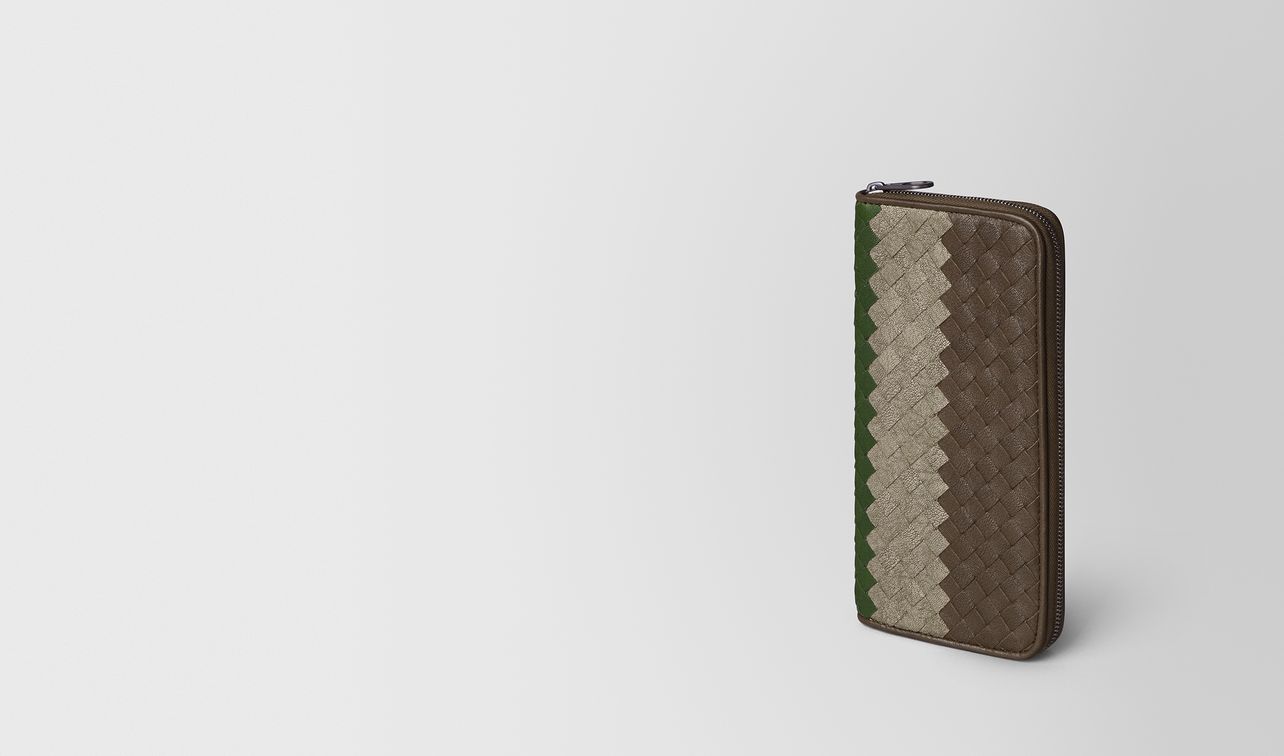 multicolor intrecciato club lamb zip around wallet landing
