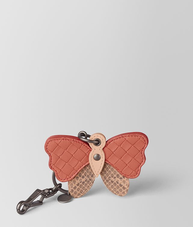BOTTEGA VENETA PEACH ROSE AYERS/HIBISCUS INTRECCIATO NAPPA CHARM Keyring or Bracelets E fp