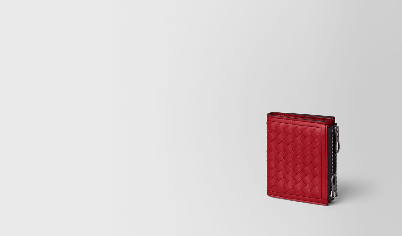 china red intrecciato calf wallet landing