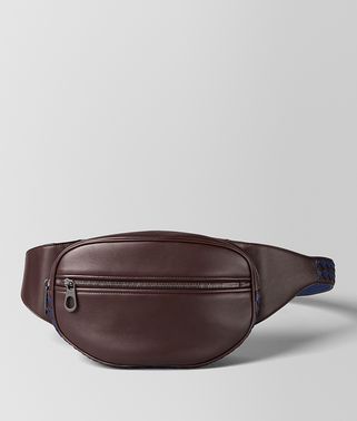 DARK BAROLO/ATLANTIC CALF INTRECCIATO CHECKER BELT BAG