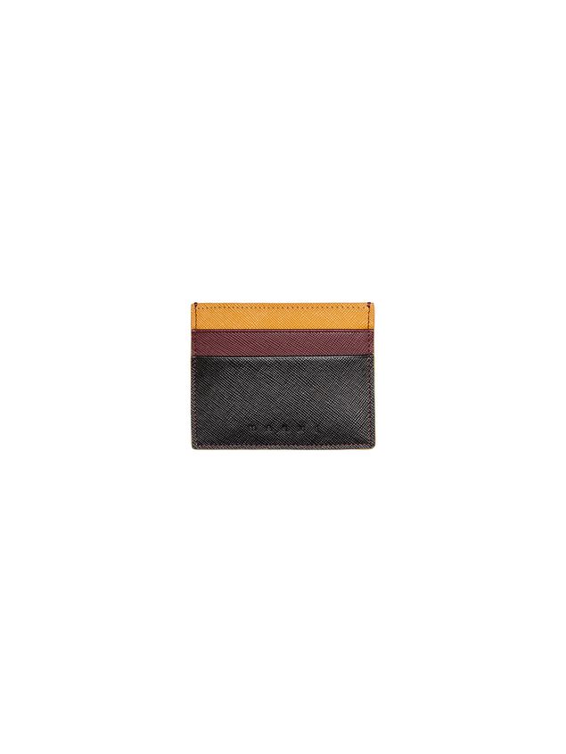 Wallet Marni Credit card case in Saffiano calfskin black burgundy yellow Man