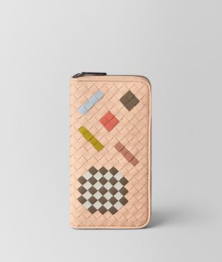 PEACH ROSE INTRECCIATO ABSTRACT ZIP AROUND WALLET