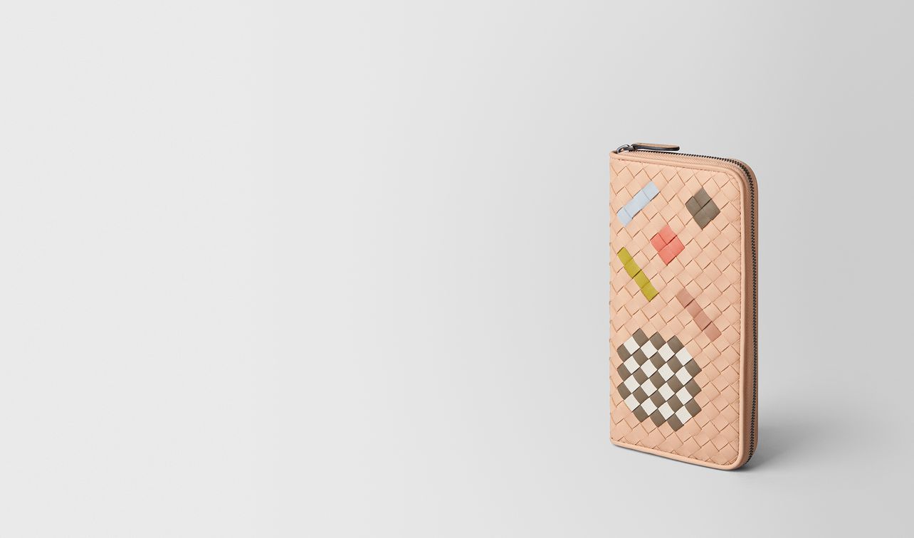 peach rose intrecciato abstract zip around wallet landing