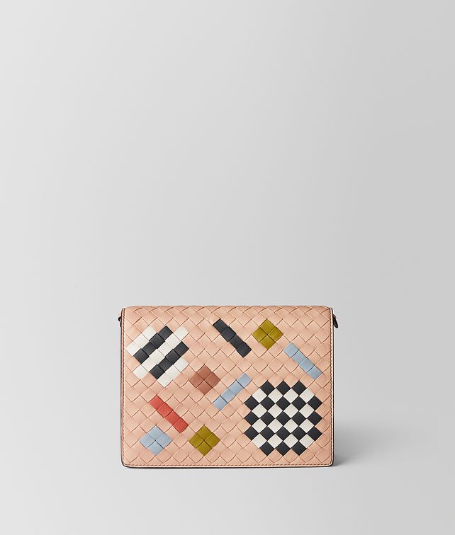 BOTTEGA VENETA PEACH ROSE INTRECCIATO ABSTRACT CHAIN WALLET Mini Bag and Pouche Woman fp