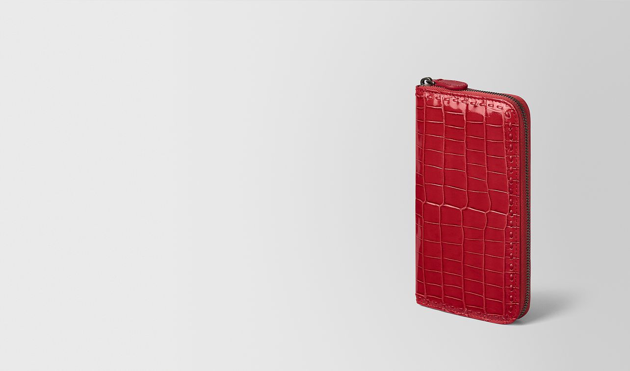 china red crocodile zip around wallet landing