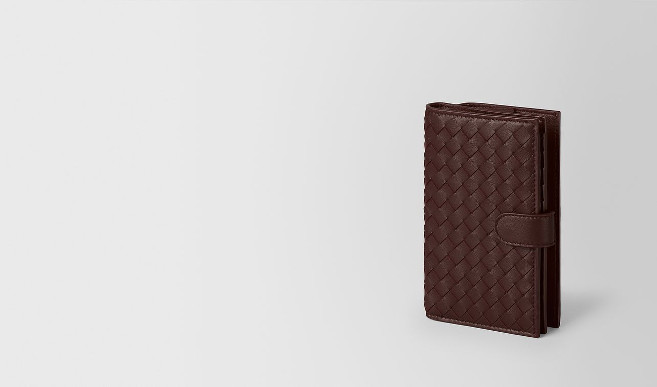 dark barolo intrecciato nappa mini wallet landing