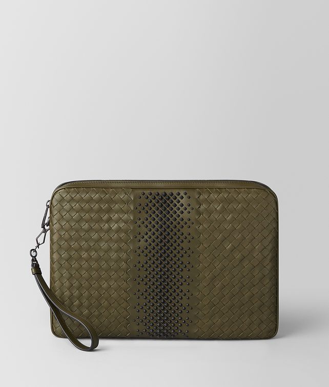 BOTTEGA VENETA PORTE-DOCUMENTS EN CUIR NAPPA INTRECCIATO MUSTARD/NERO Porte-documents Homme fp