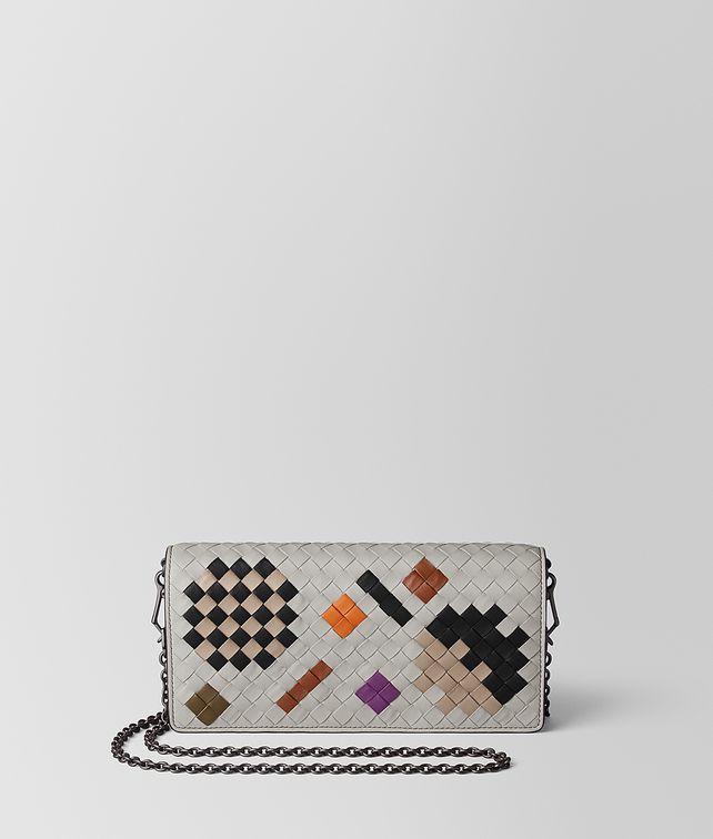 BOTTEGA VENETA PORTAFOGLIO CON CATENA IN INTRECCIATO ABSTRACT CEMENT Borsa mini e pochette Donna fp