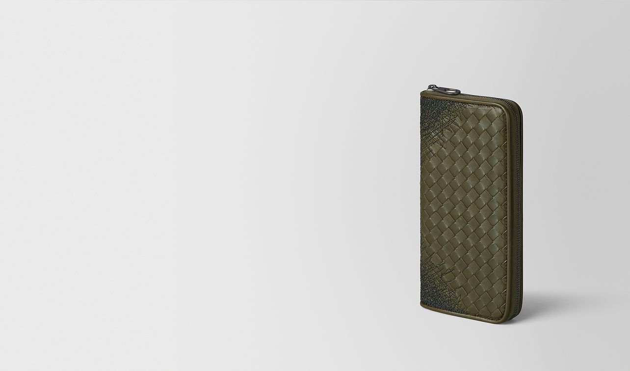 mustard/nero intrecciato scribble 18 zip around wallet landing