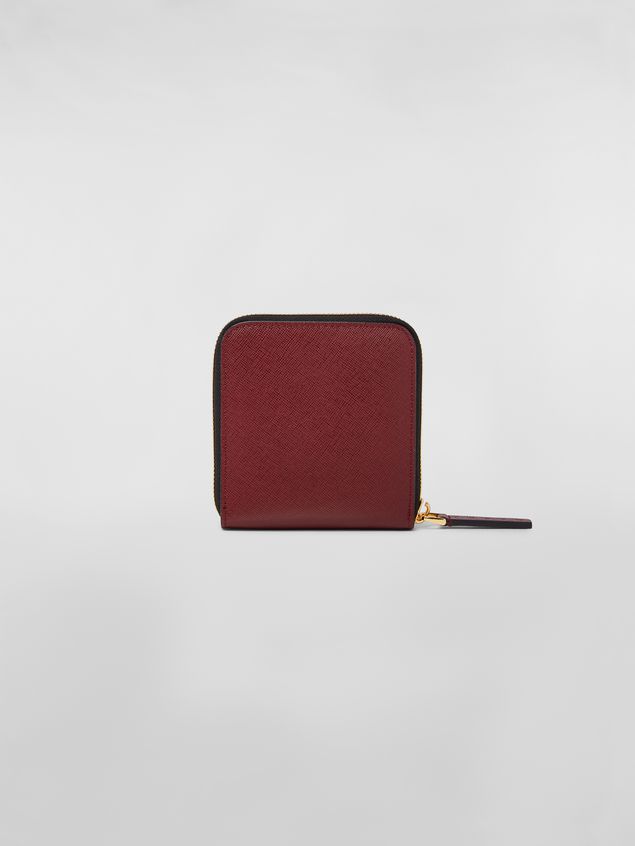 Wallet Marni Squared zip-around wallet in saffiano leather pink white and burgundy Woman
