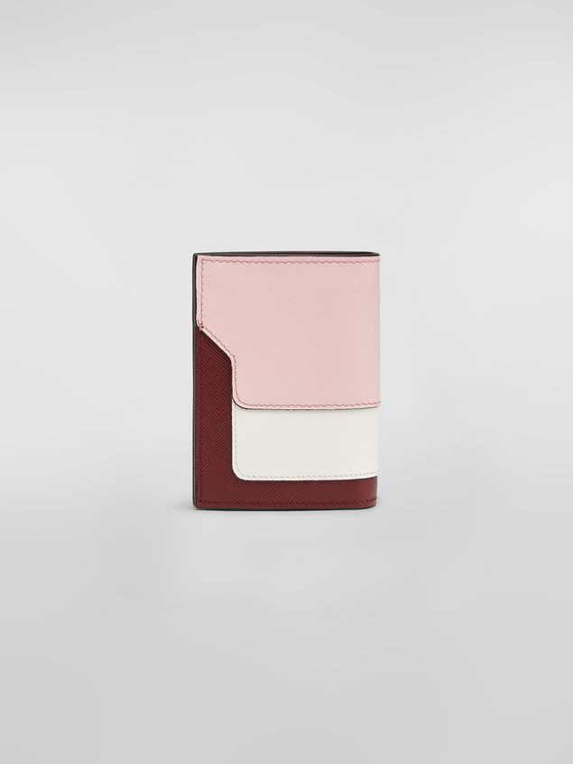 Wallet Marni Bi-fold wallet in pink white and burgundy saffiano leather Woman