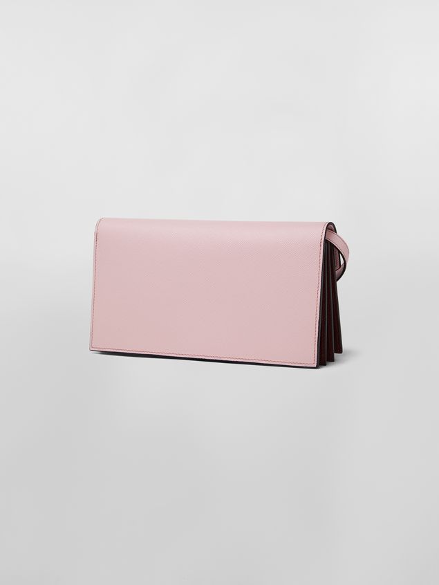 Wallet Marni Bellows wallet in pink, white and burgundy saffiano leather Woman