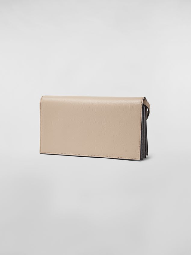 Wallet Marni Gussets Pochette in saffiano leather yellow tan and grey Woman