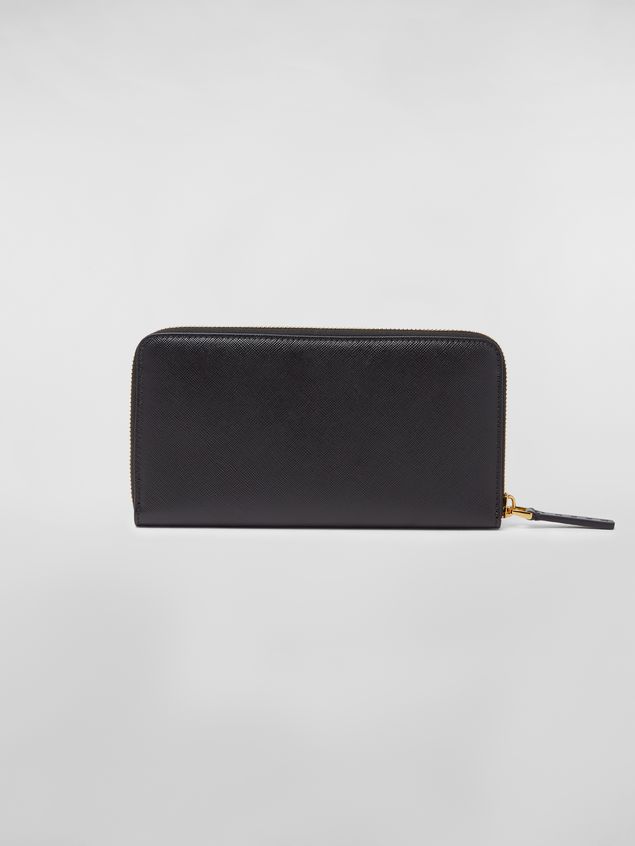 Wallet Marni Rectangular zip-around wallet in brown, tan and black saffiano leather Woman
