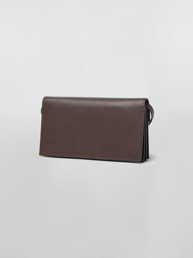 Wallet Marni Bellows wallet in saffiano leather tan brown and black Woman