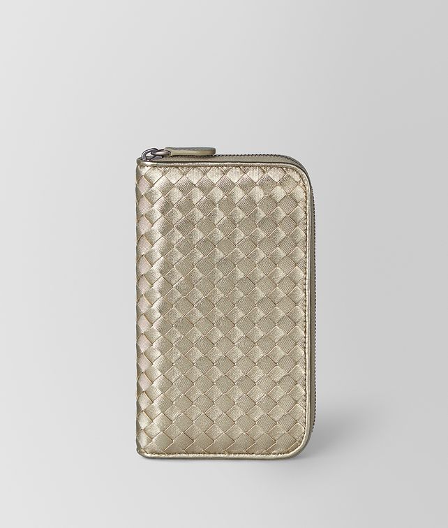 BOTTEGA VENETA ZIP AROUND WALLET IN INTRECCIATO GROSGRAIN Large Wallet Woman fp