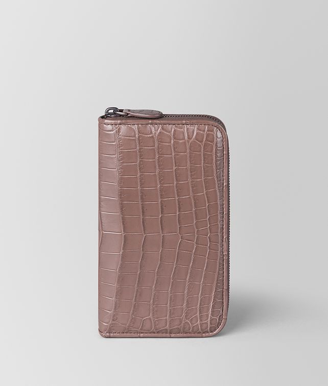 BOTTEGA VENETA ZIP AROUND WALLET IN CROCODILE Large Wallet Woman fp
