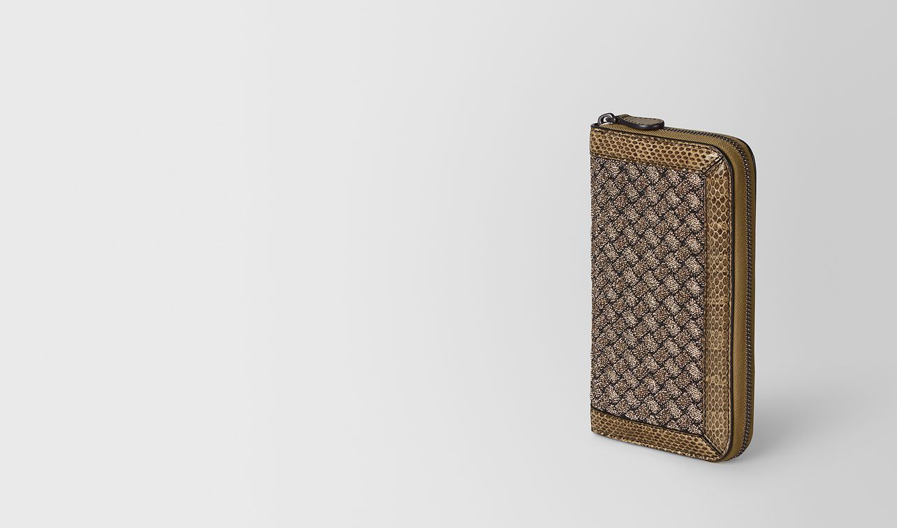 portefeuille à fermeture zippée en maille intrecciato et ayers landing