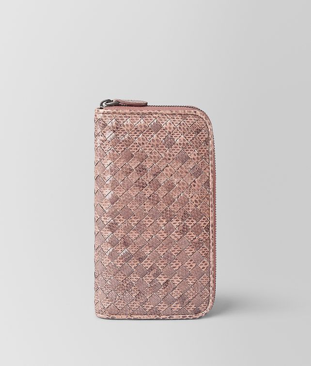 BOTTEGA VENETA ZIP AROUND WALLET IN AYERS AND INTRECCIATO NAPPA Large Wallet Woman fp