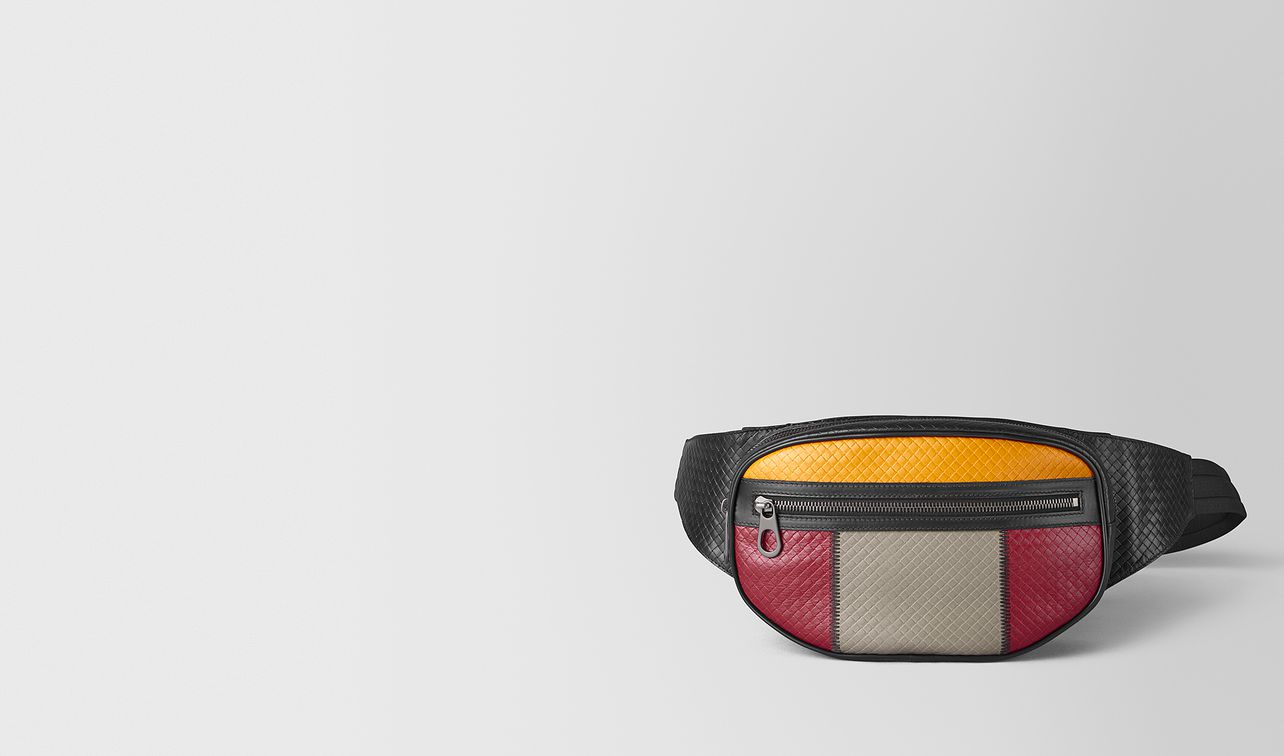 belt bag in micro intrecciato embossed landing