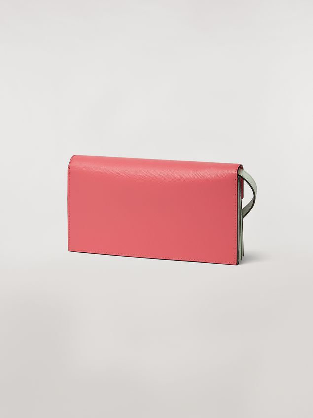 Portemonnaie Marni Brieftasche mit Balgen aus Saffiano-Leder in Fuchsia, Beige und Grün Damen