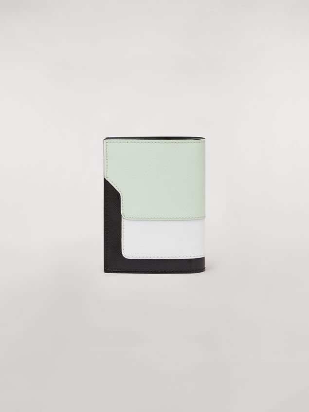Wallet Marni Bi-fold wallet in saffiano leather in green, white and noir Woman