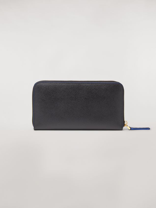 Wallet Marni Zip wallet in green, white and black saffiano leather Woman
