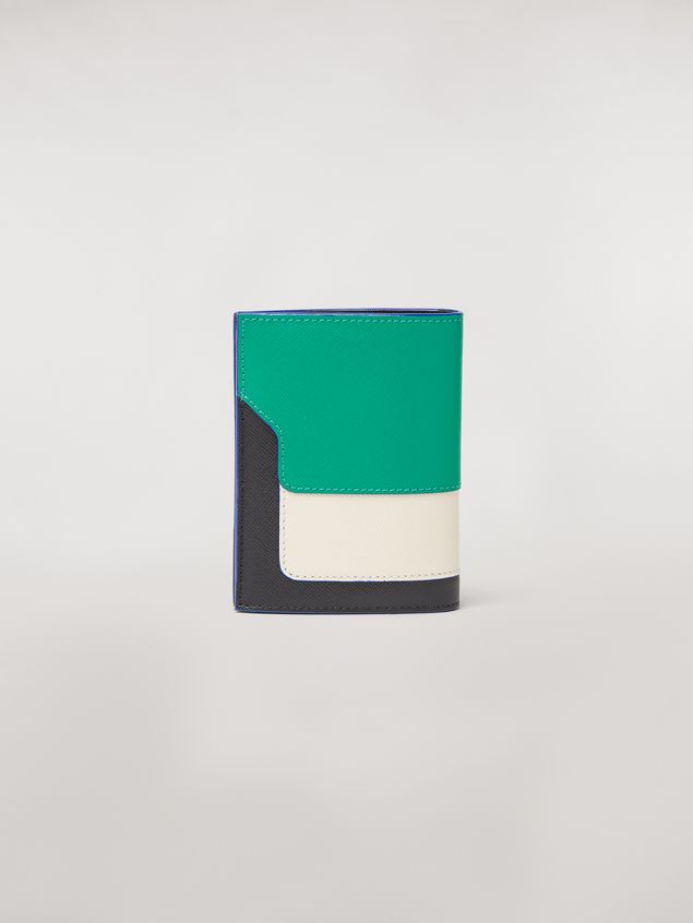 Wallet Marni Bi-fold wallet in green, white, and black saffiano leather Woman