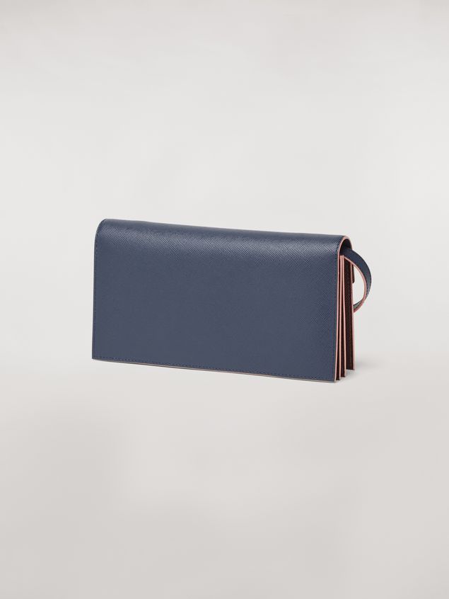 Wallet Marni Bellows wallet in blue, black and brown saffiano leather Woman