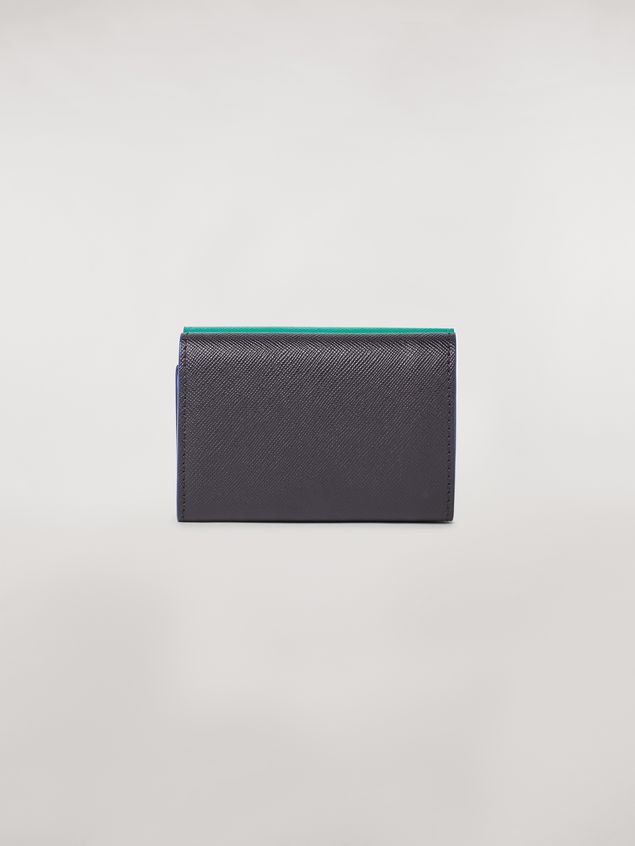 Wallet Marni Tri-fold wallet in green, white and black saffiano leather Woman