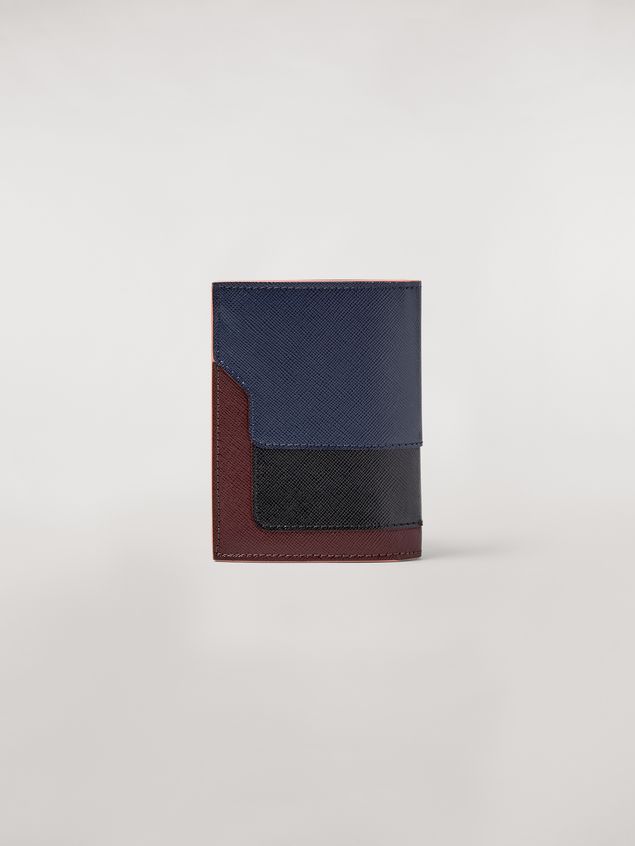 Wallet Marni Bi-fold wallet in blue, black and brown saffiano leather Woman