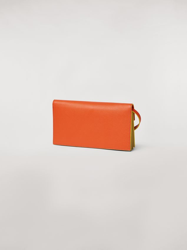 Cartera Marni Cartera con interior plegado de piel saffiano en naranja, negro y beige Mujer