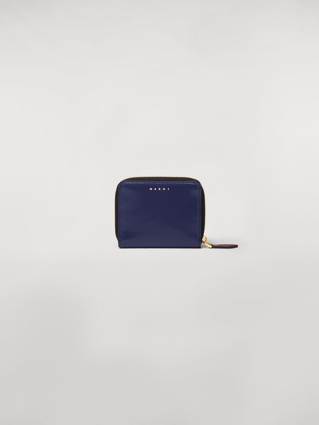 Portemonnaie Marni Faltportemonnaie aus glänzendem Leder im Emoji-Design in Blau, Grau und Weiß Damen