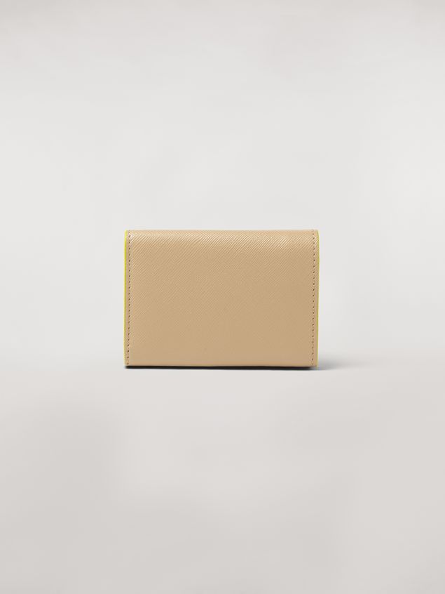 Wallet Marni Tri-fold wallet in orange, black and beige saffiano leather Woman