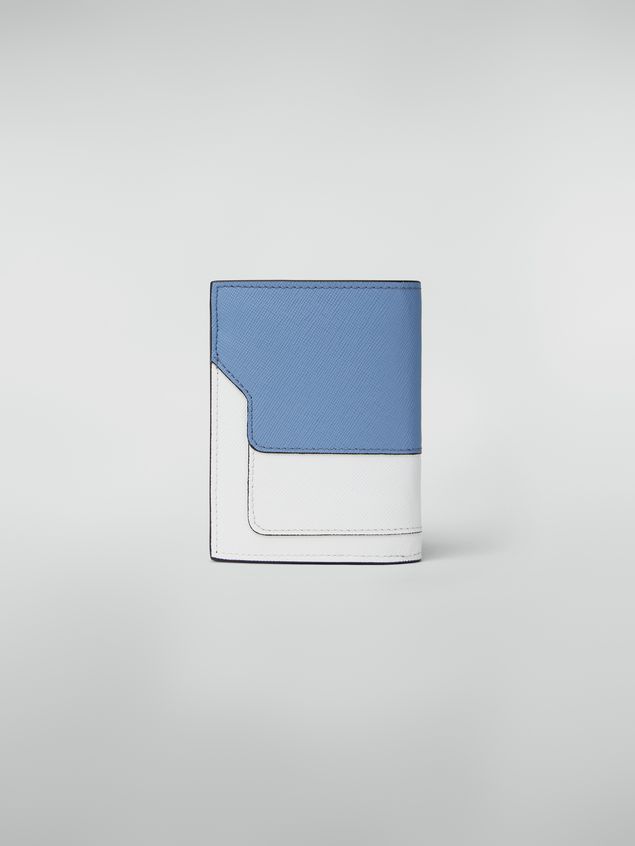 Cartera Marni Cartera de dos cuerpos de piel saffiano amarilla, azul pálido y blanca Mujer